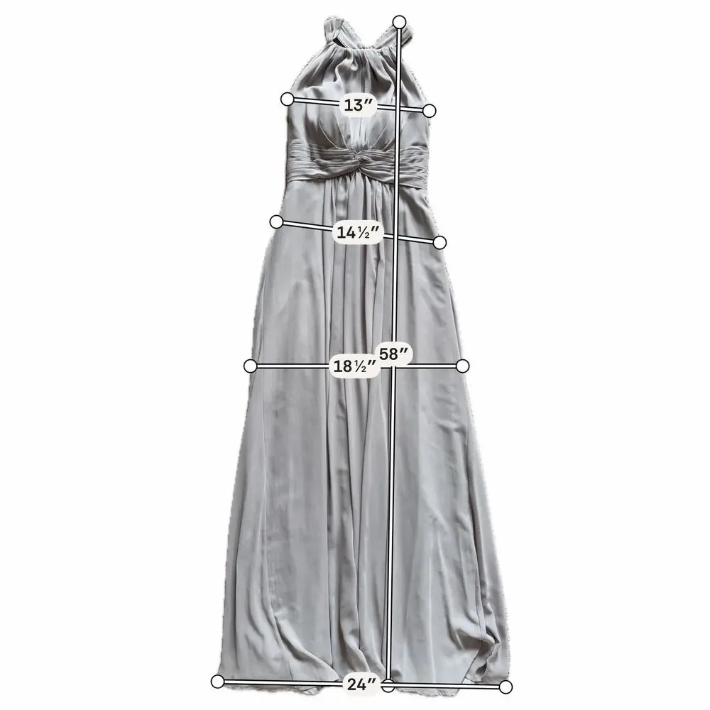 Azazie gray evening bridesmaid dress racerback maxi euc 0